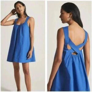 Maeve by Anthropologie Crossback Blue Cobalt Poplin Swing Dress